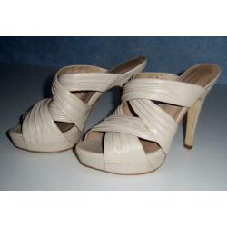 Open Pumps 38 Beige leer 5th.Avenue Als nieuw!