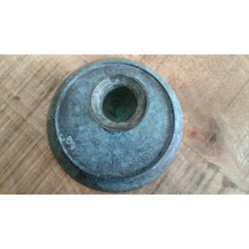 Kandelaar, koper, fraaie brocante GAAF doorsnee 12,5x6cm hg!