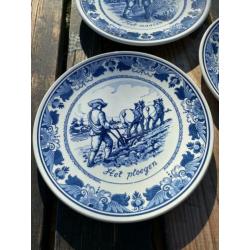 Delfts Blauw bordjes, Maaien, Ploegen, Oogsten