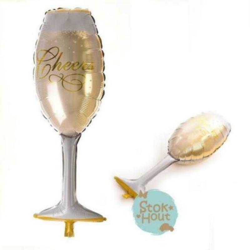XL Champagne fles ballon - 90cm NIEUW JAAR | Stokhout 52