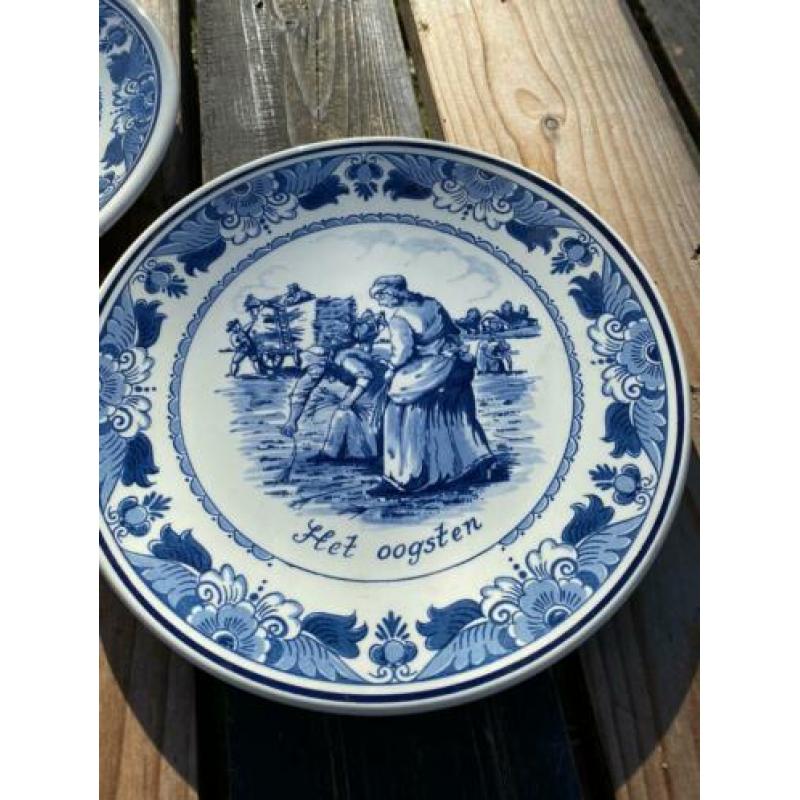 Delfts Blauw bordjes, Maaien, Ploegen, Oogsten