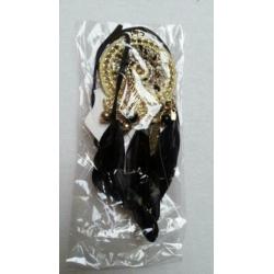 Nieuwe ketting zwart Goudkleur hanger zwarte veertjes