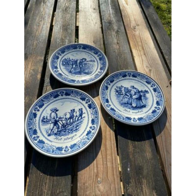 Delfts Blauw bordjes, Maaien, Ploegen, Oogsten