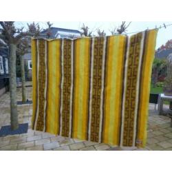Vintage 100% wollen deken/sprei/woondeken, jaren 60/70,geel