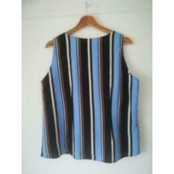 ByOni By Oni mouwloze blouse top blauw multi strepen 42