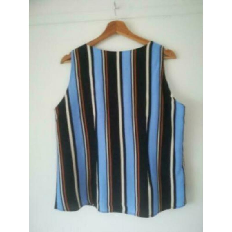 ByOni By Oni mouwloze blouse top blauw multi strepen 42