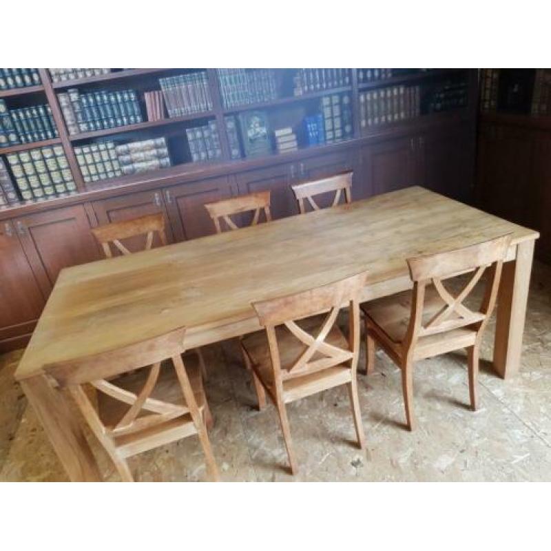Grote 6 persoons eethoek 221x100 cm tafel mooie set €325