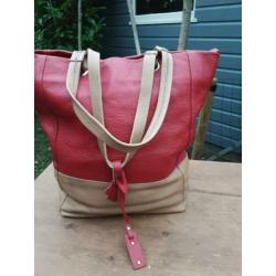 Mooie leren rood # creme frans molenaar tas