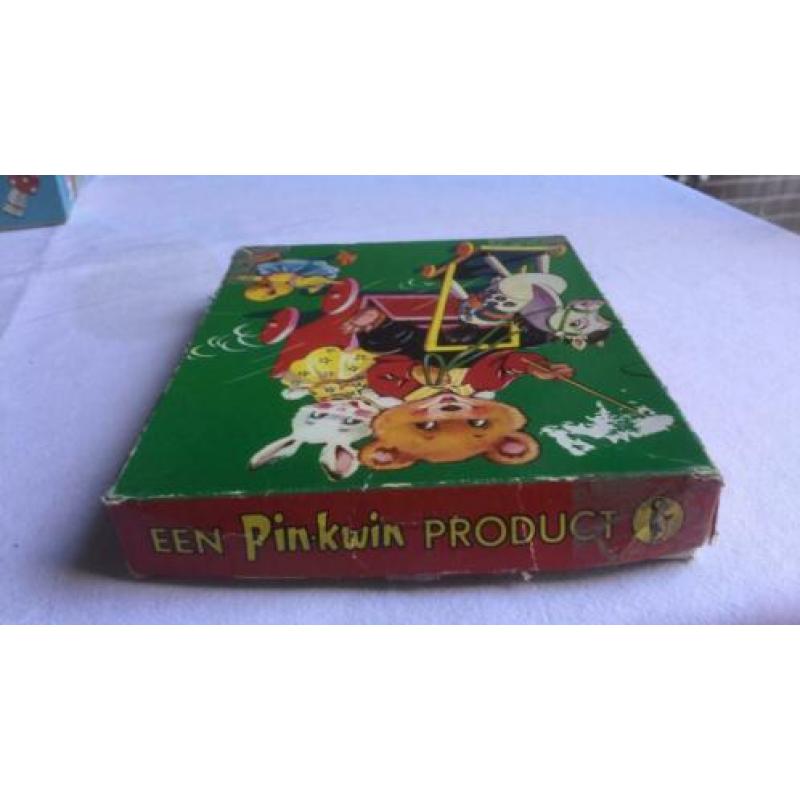 Oude Pin-Kwin houten puzzle Beer-Konijn-Kuiken/jaren ‘50/60