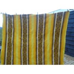 Vintage 100% wollen deken/sprei/woondeken, jaren 60/70,geel