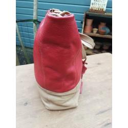 Mooie leren rood # creme frans molenaar tas
