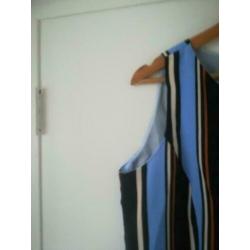 ByOni By Oni mouwloze blouse top blauw multi strepen 42