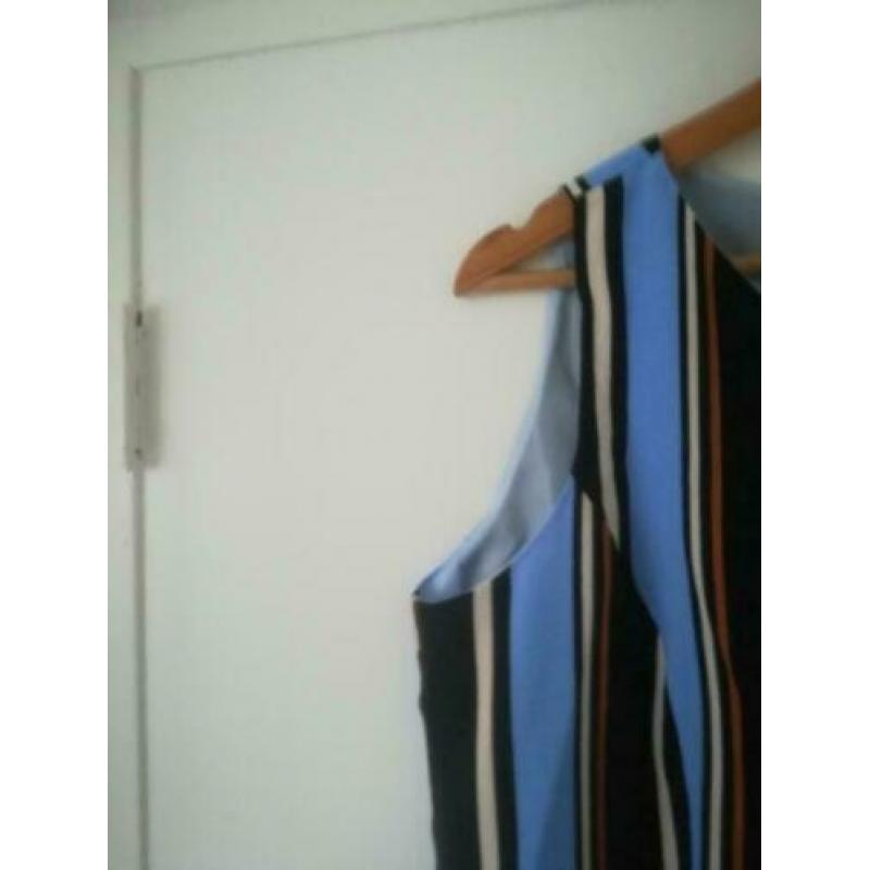 ByOni By Oni mouwloze blouse top blauw multi strepen 42
