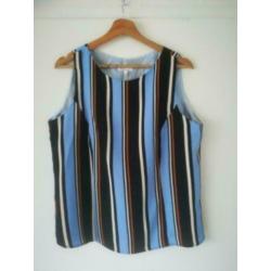 ByOni By Oni mouwloze blouse top blauw multi strepen 42