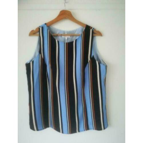 ByOni By Oni mouwloze blouse top blauw multi strepen 42