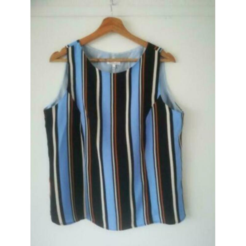 ByOni By Oni mouwloze blouse top blauw multi strepen 42