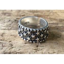 Stoere open boho ibiza gipsy knokkel ring ‘stars’