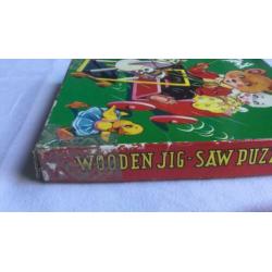 Oude Pin-Kwin houten puzzle Beer-Konijn-Kuiken/jaren ‘50/60