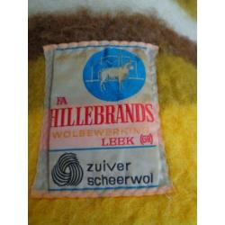 Vintage 100% wollen deken/sprei/woondeken, jaren 60/70,geel
