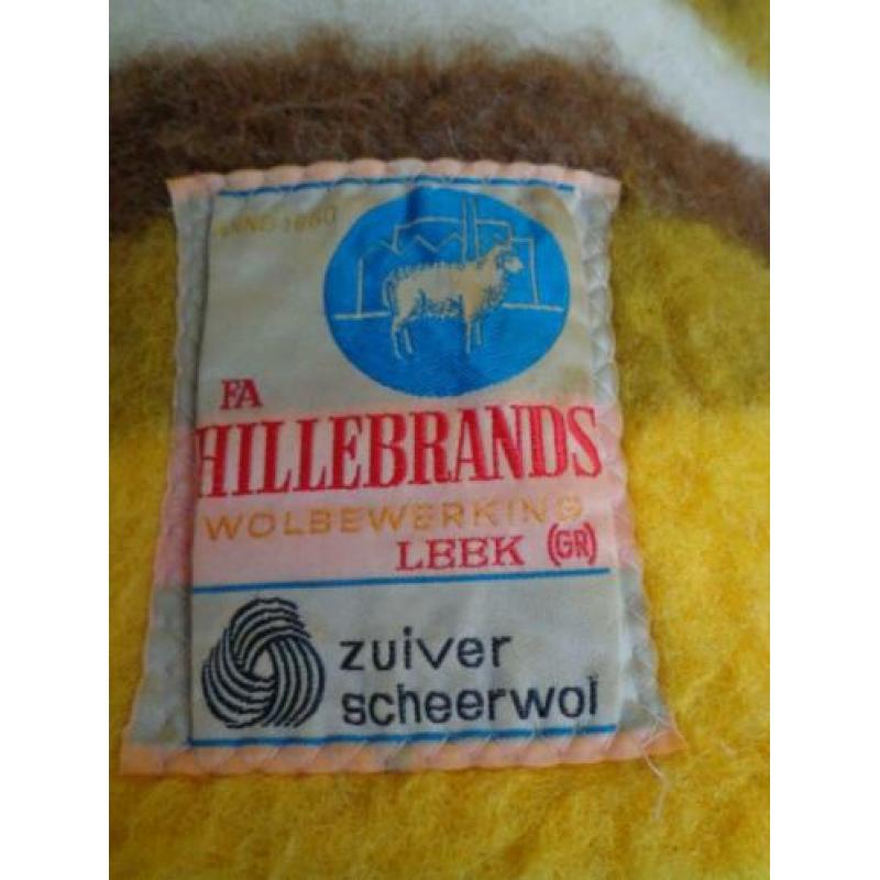 Vintage 100% wollen deken/sprei/woondeken, jaren 60/70,geel