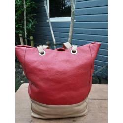 Mooie leren rood # creme frans molenaar tas