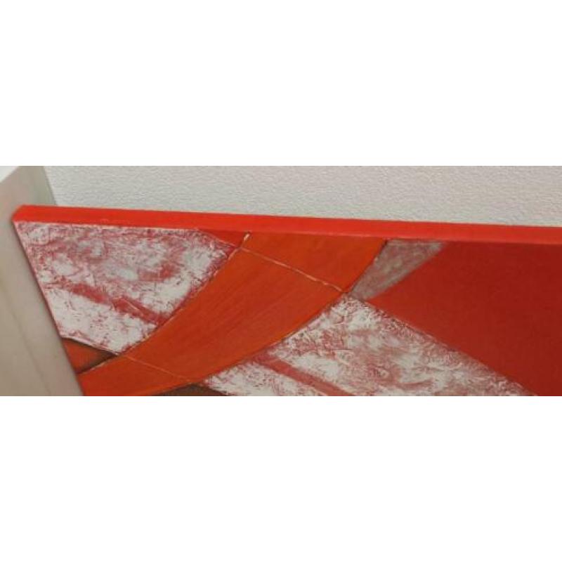 Schilderij canvas rood abstract maat 100X100 cm