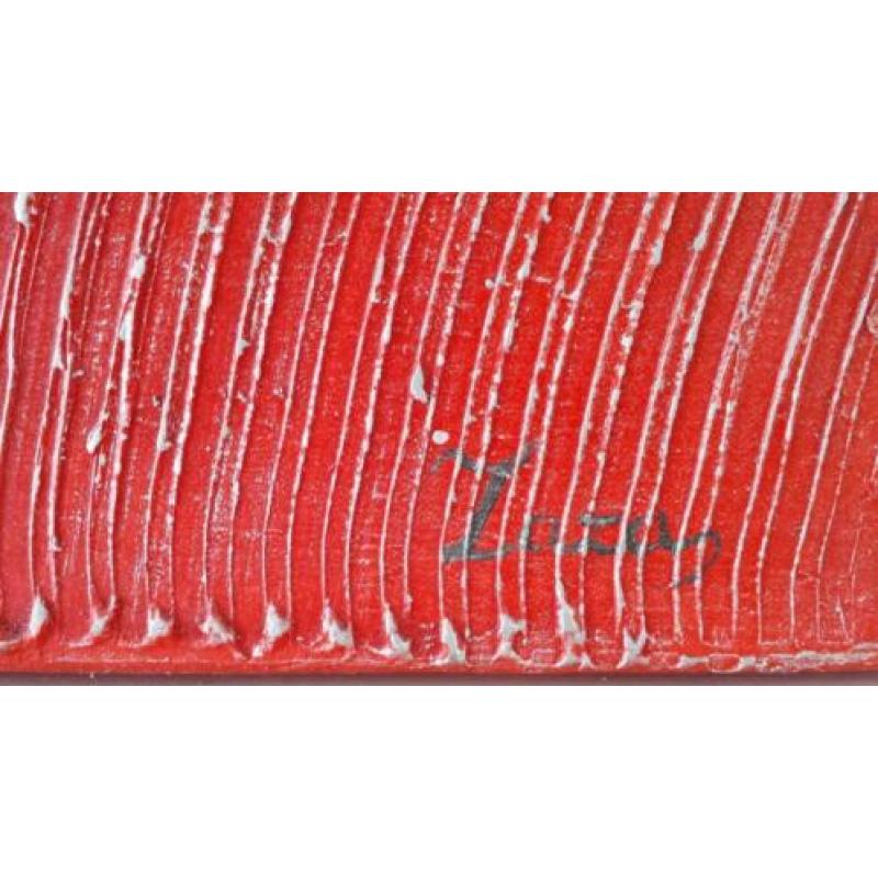 Schilderij canvas rood abstract maat 100X100 cm