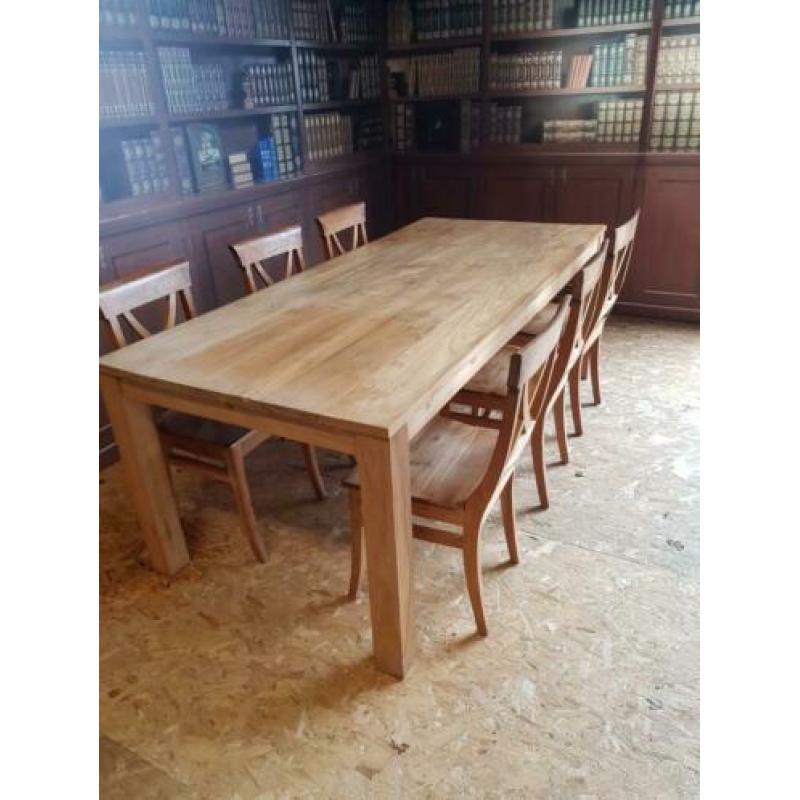 Grote 6 persoons eethoek 221x100 cm tafel mooie set €325