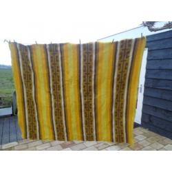 Vintage 100% wollen deken/sprei/woondeken, jaren 60/70,geel