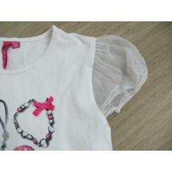 Wit Persival shirt met leuke kapmouwtjes/zomerprint! (152)
