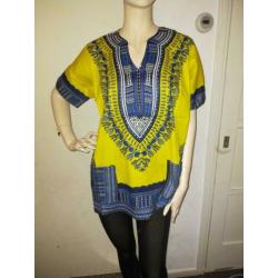 Mooie lichte gele Dashiki Afrikaanse Unisex shirt Een maat