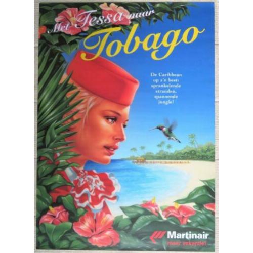 Martin Air poster; met Tessa naar Tobago.