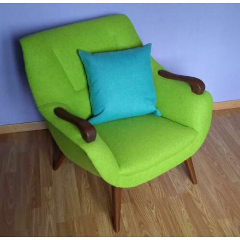 vintage teak fauteuil set jaren 60 nieuw gestoffeerd