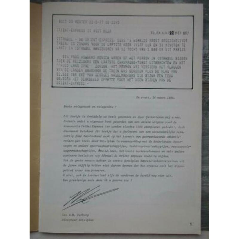 Special uitgave Oriënt Expressreis 1982