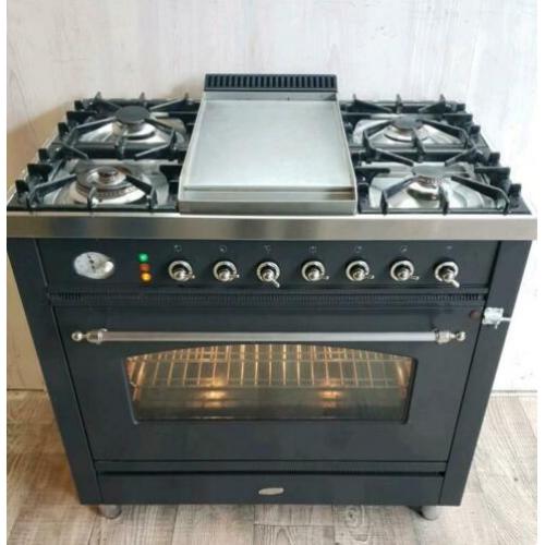 Prachtige Antraciet Boretti Fornuis met Fry-top 90 cm breed