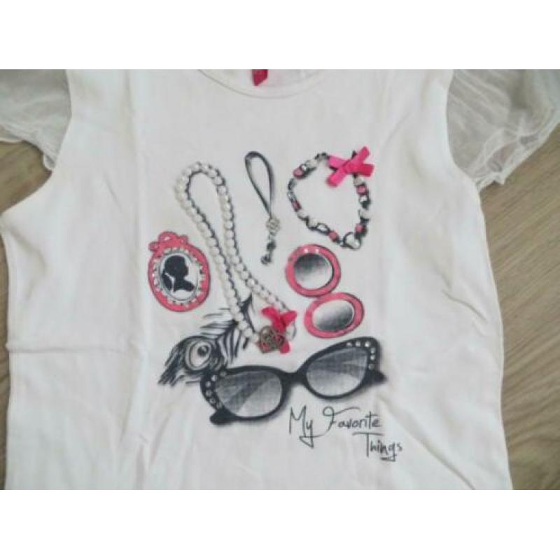 Wit Persival shirt met leuke kapmouwtjes/zomerprint! (152)