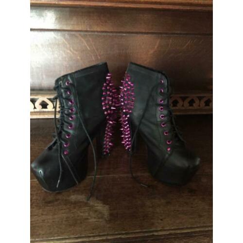 Jeffrey Campbell - Lita Spikes (Zwart/Roze) Maat 40