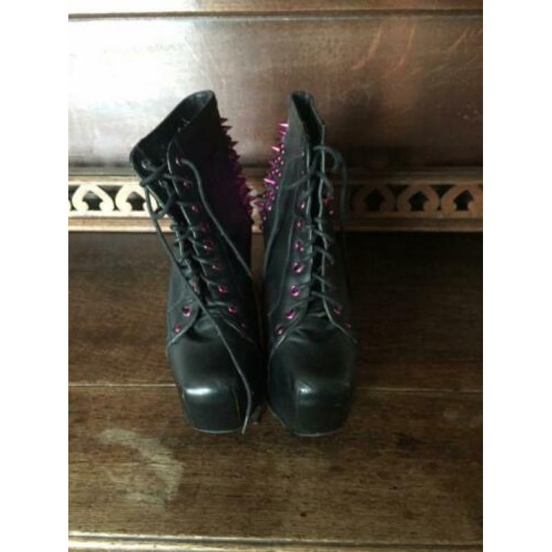 Jeffrey Campbell - Lita Spikes (Zwart/Roze) Maat 40