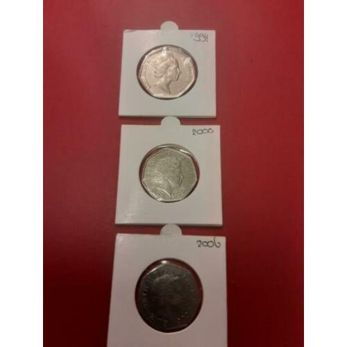 3x 50 pence Engeland