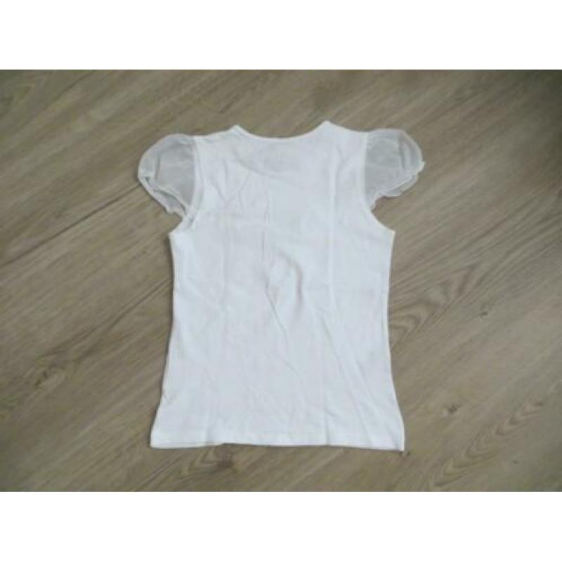 Wit Persival shirt met leuke kapmouwtjes/zomerprint! (152)