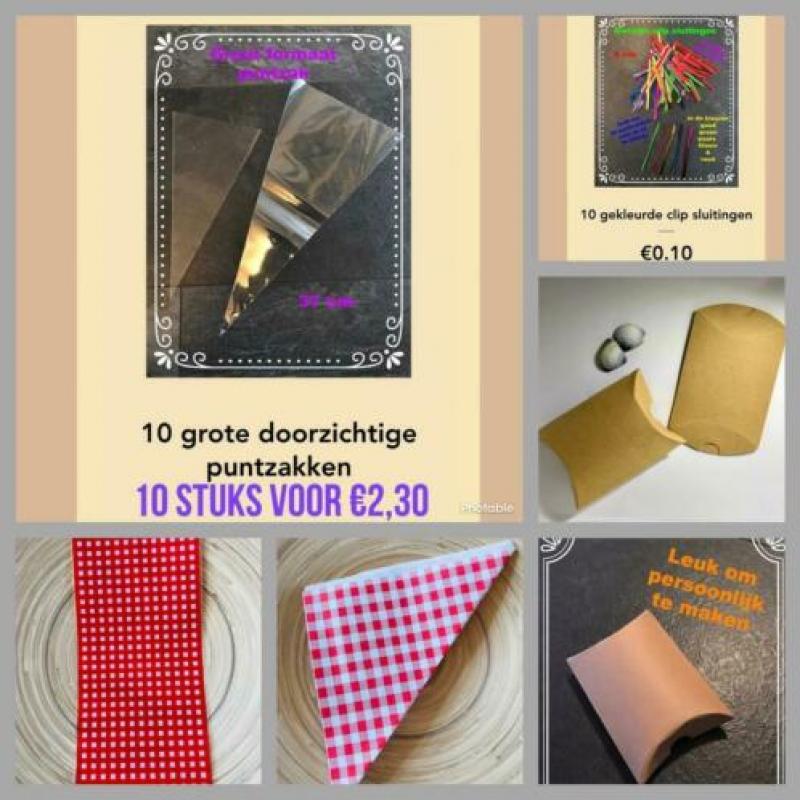 Diverse puntzakken en traktatie materiaal