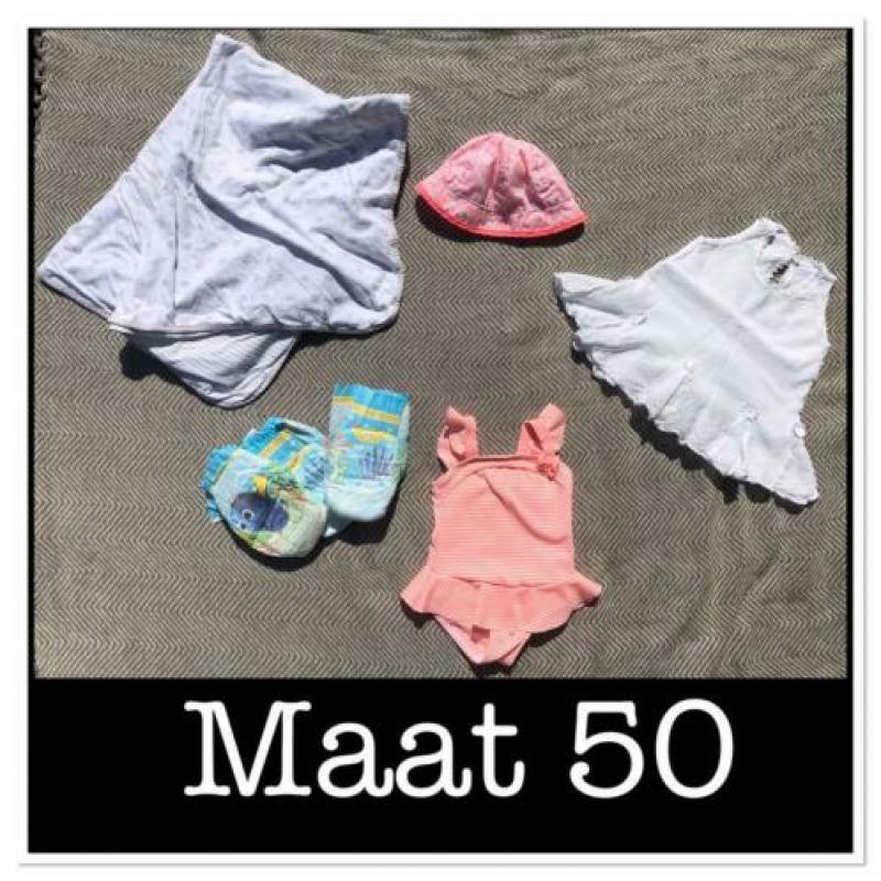 Newborn zomer (zwem)set maat 50 ibiza jurk, baddoek, zwembak