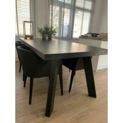 Houten eettafel(set) zwart eiken met 4 stoelen