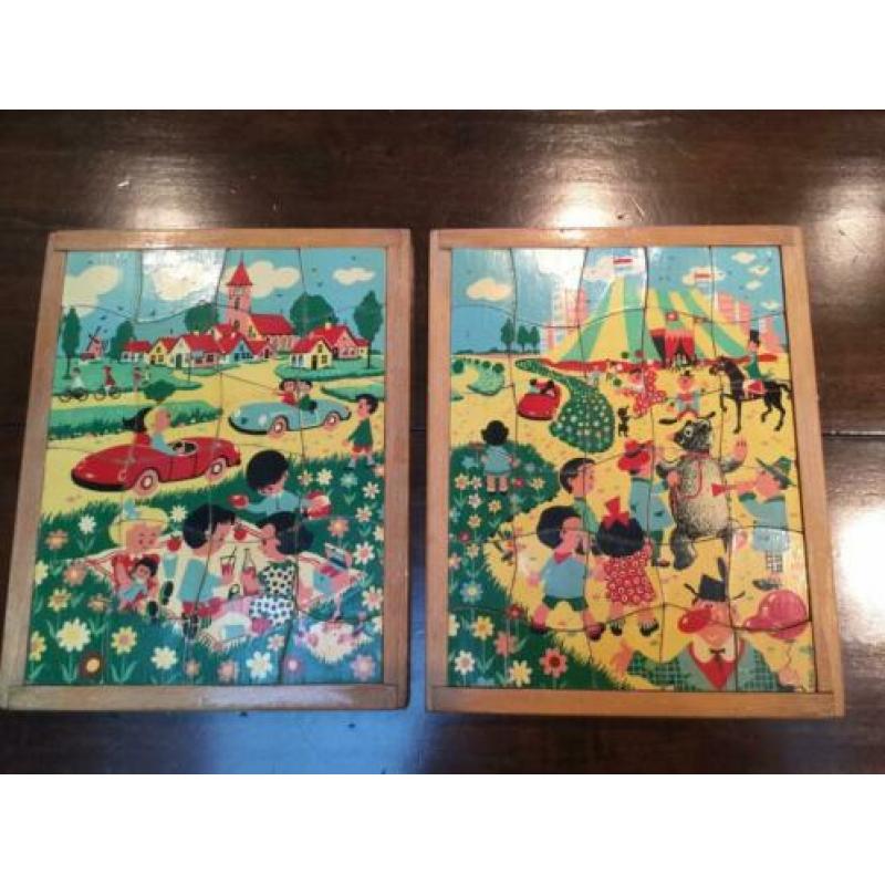 Oude houten schoolpuzzels.KAREL LINKS