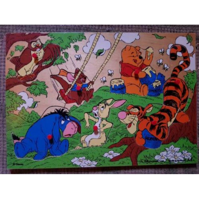 Diverse houten puzzels. Winnie de pooh, Bobo, antieke puzzel