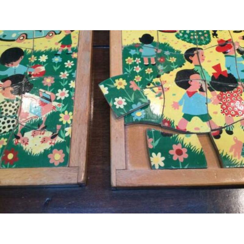 Oude houten schoolpuzzels.KAREL LINKS