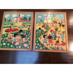 Oude houten schoolpuzzels.KAREL LINKS