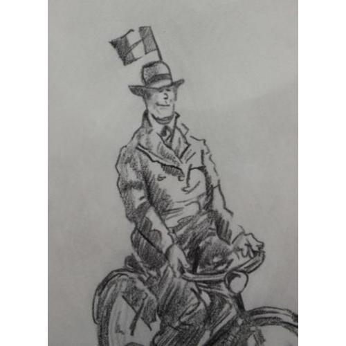 Herman Moerkerk (1879-1949) tekening fietsende man