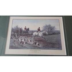 jacht prent paarden met honden