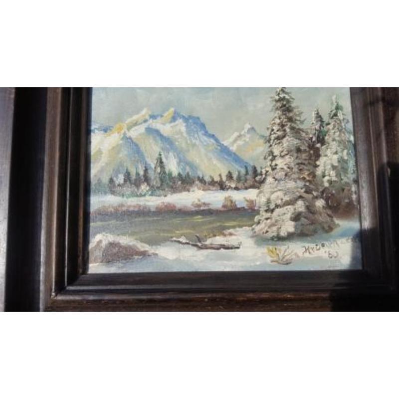 olieverf op doek H.van Deurzen 1980 berglandschapje